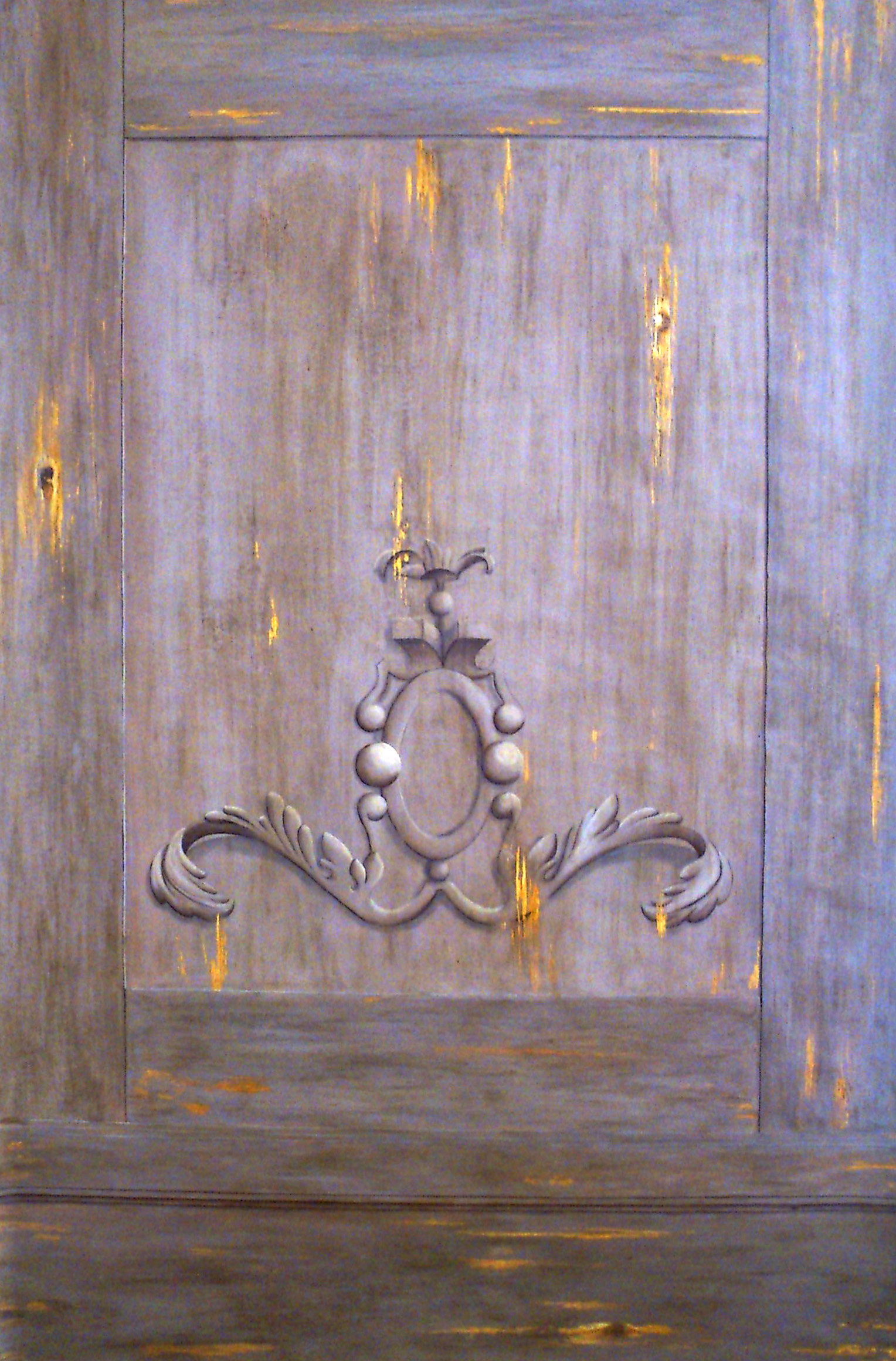 Faux bois patine cire avec grotesque