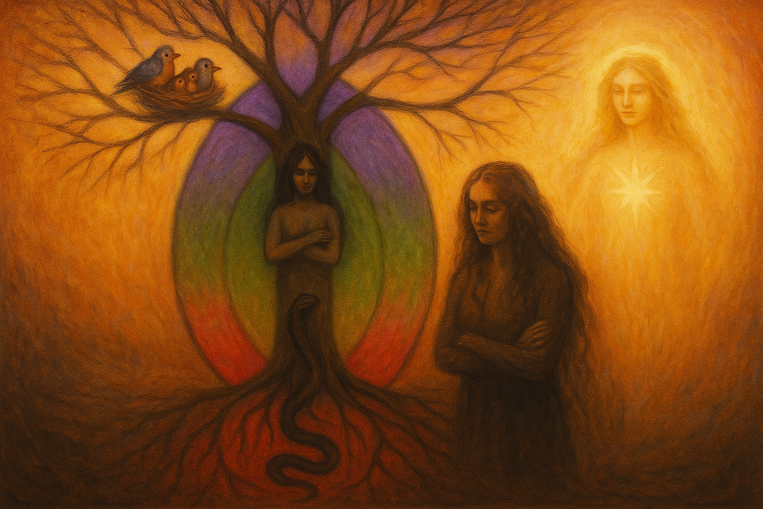 Découvrez la signification des intrus dans l’arbre Huluppu d’Inanna et leur impact sur les Vesica Piscis intérieures. Explorez le héros intérieur et le hiéros gamos.
