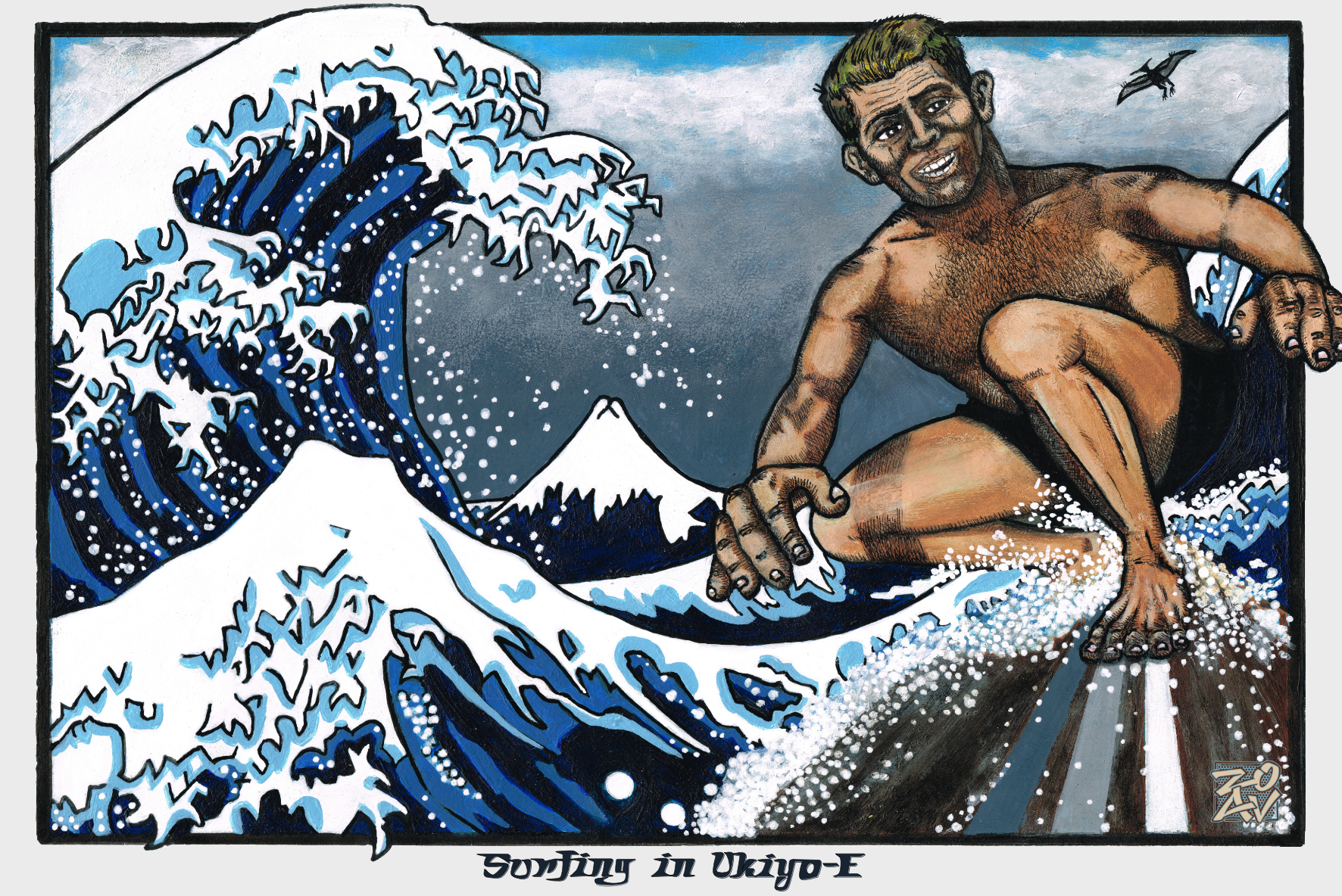 Surfer in ukiyo e web