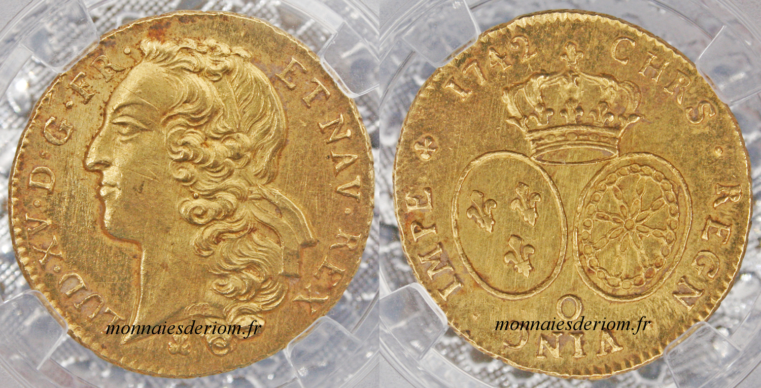 écu d'or louis d'or Riom
Double Louis d'or au bandeau 1761 Riom