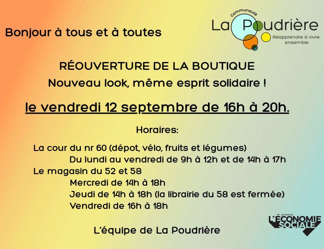 🔜 RÉOUVERTURE Vendredi 12/09 • 16h-20h Nouveaux aménagements à découvrir ! Hâte de vous retrouver ✨