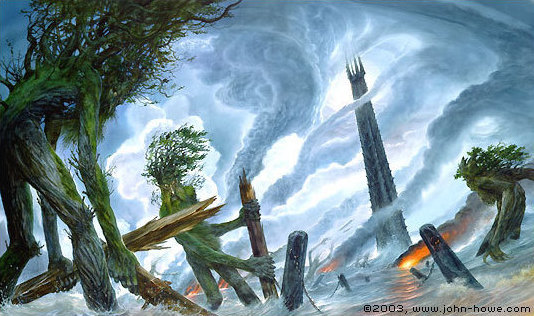 John howe   the ents destroy isengard