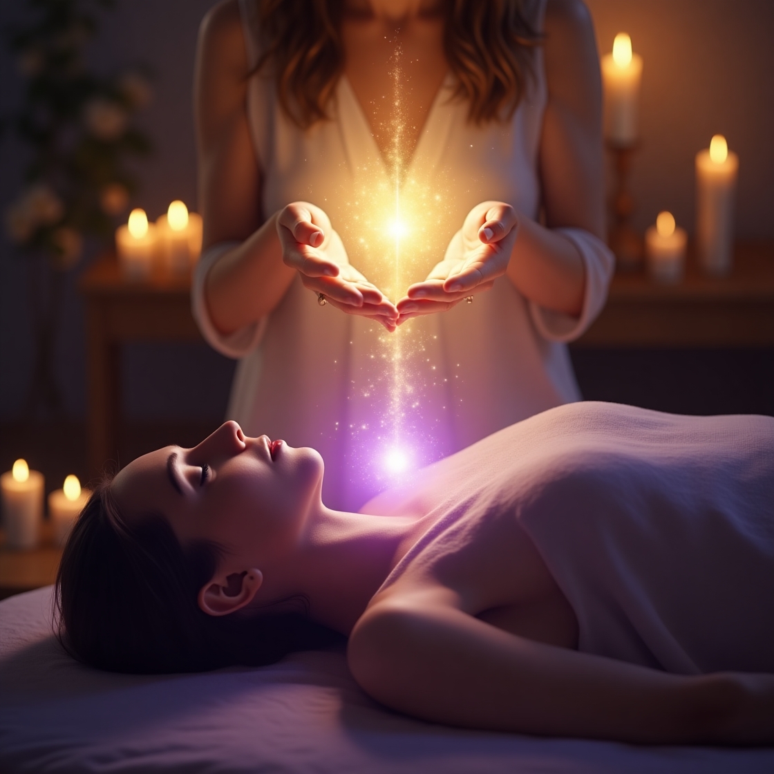 Flux Dev A realistic yet mystical scene of a person giving an  3