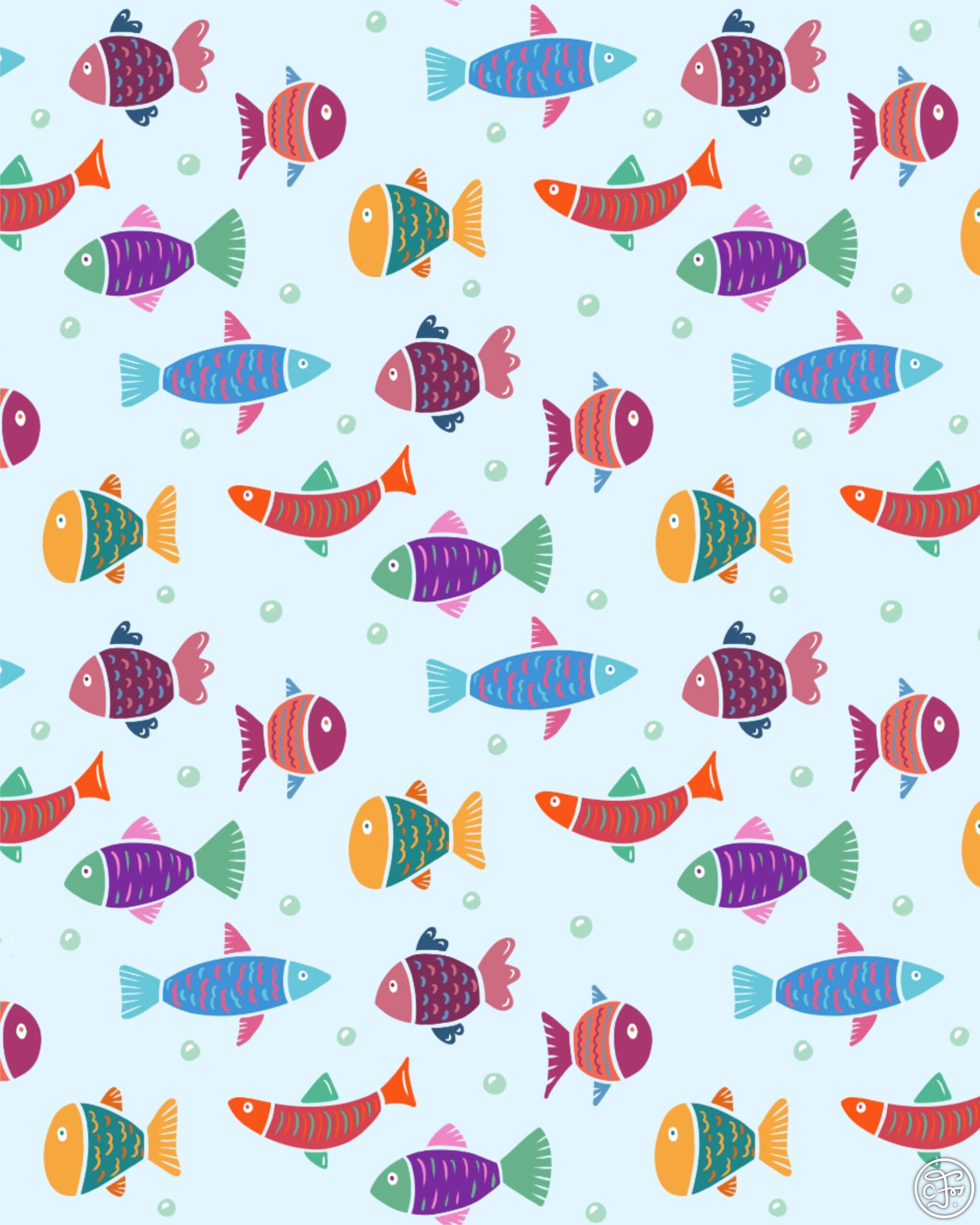 Motifs poissons, thème de la mer par Camille Fauquet