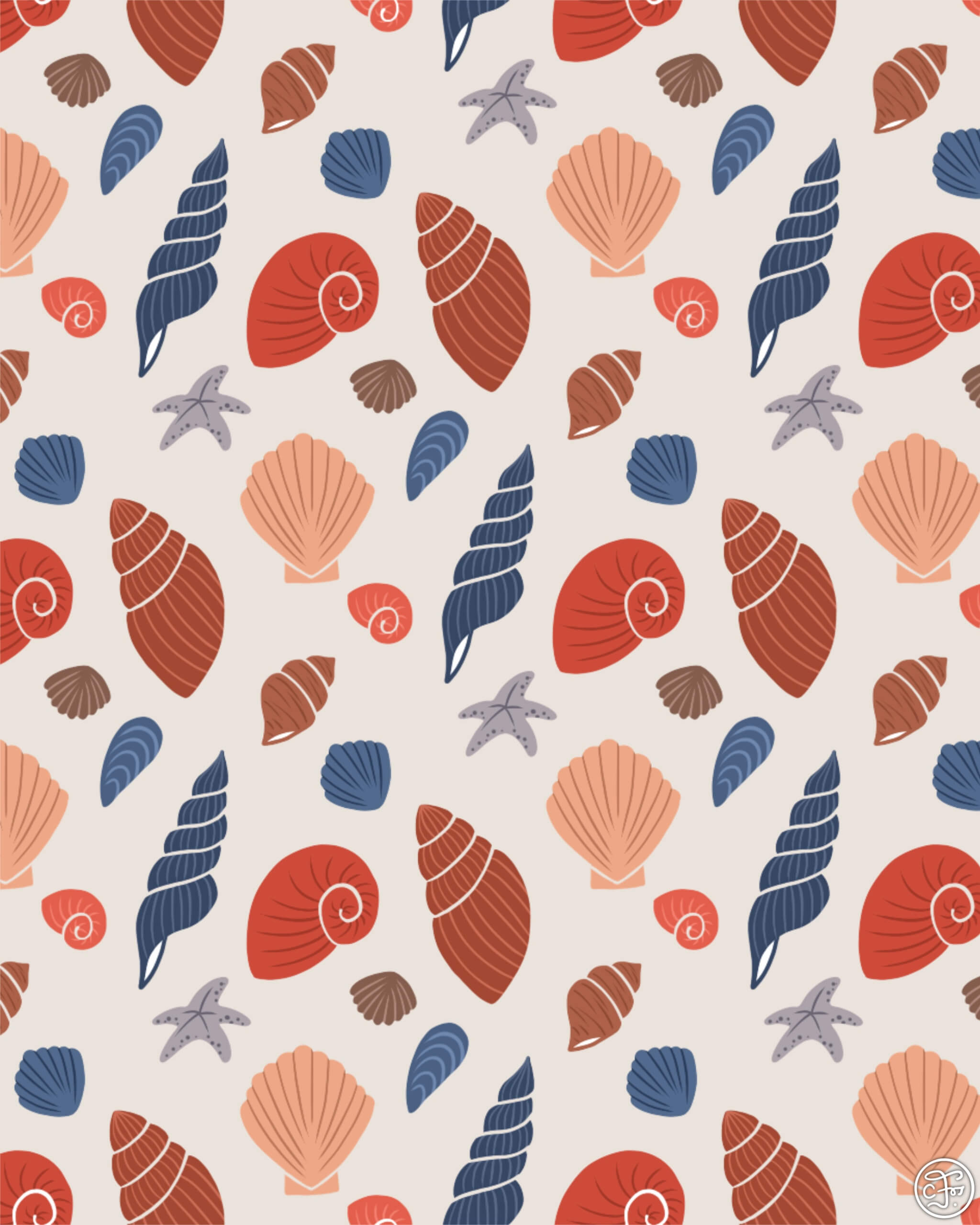 Motifs coquillages thème de la mer par Camille Fauquet