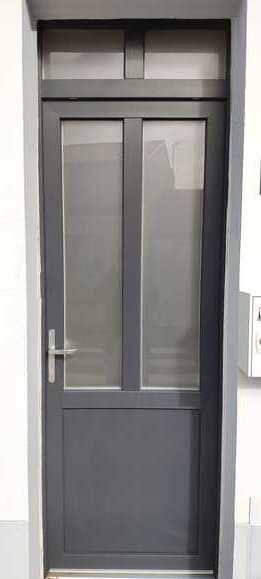 Porte d entree securise pvc ral 7016 avec imposte