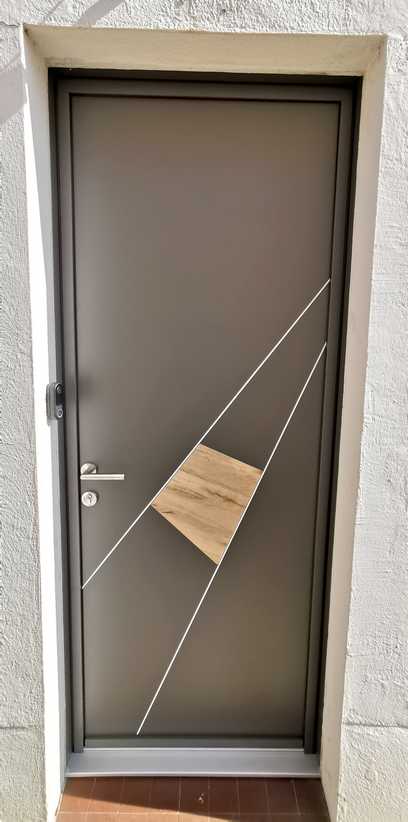 Porte d entree aluminium plein decorative kline