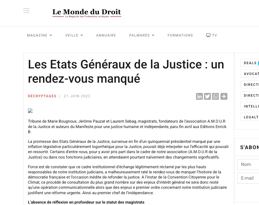Les Etats Généraux de la Justice : un rendez-vous manqué