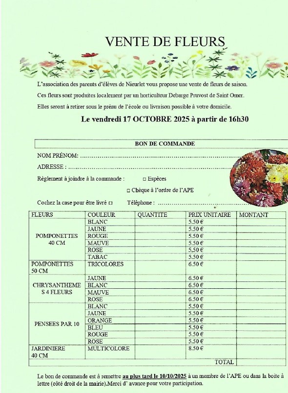 Vente fleurs