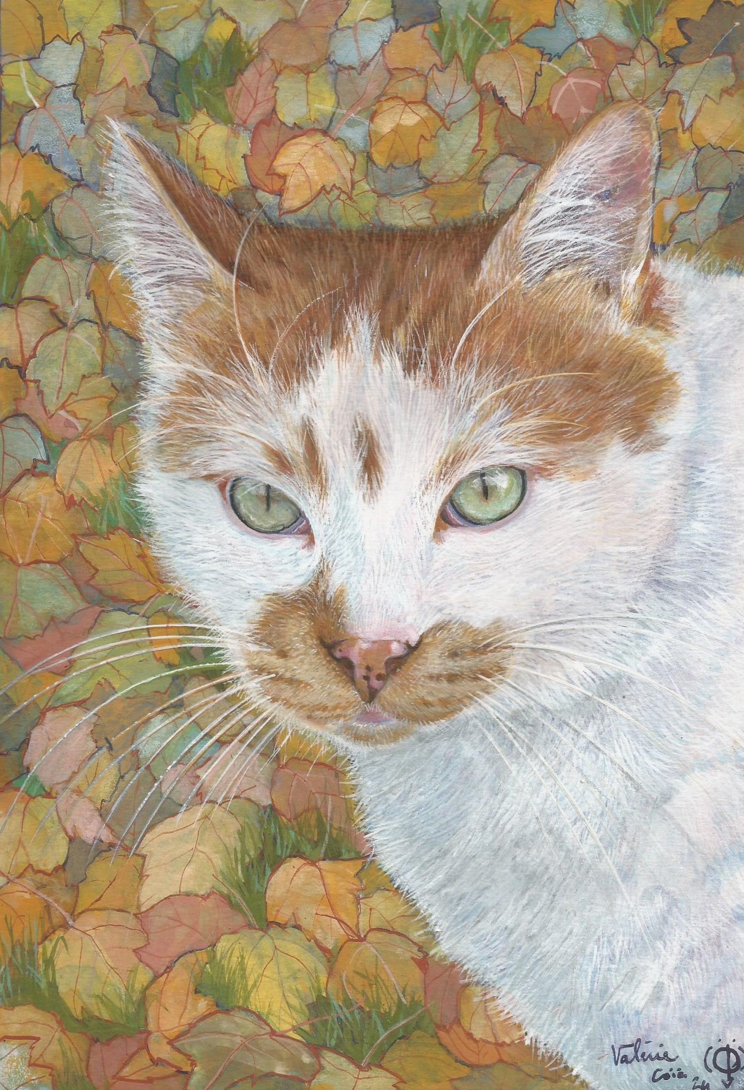 Chat feuilles sans marge