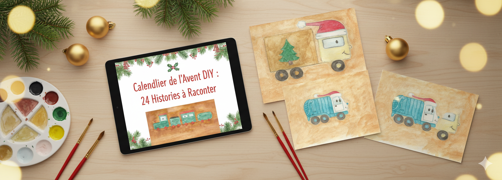 Calendrier de l'avent 24 histoires Les véhicules fêtent Noël
