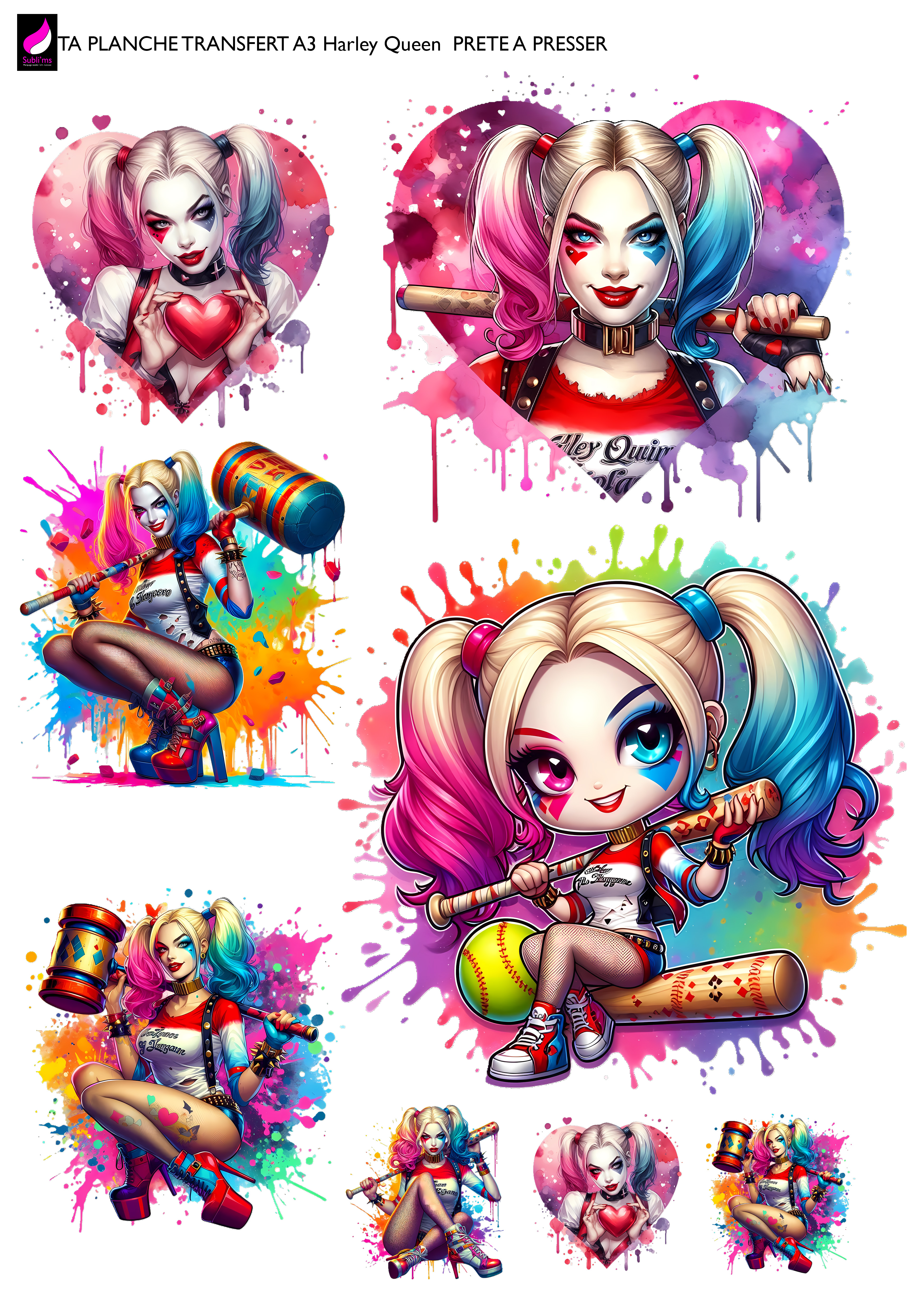 Harley queen planche dtf a3 pret ea presser