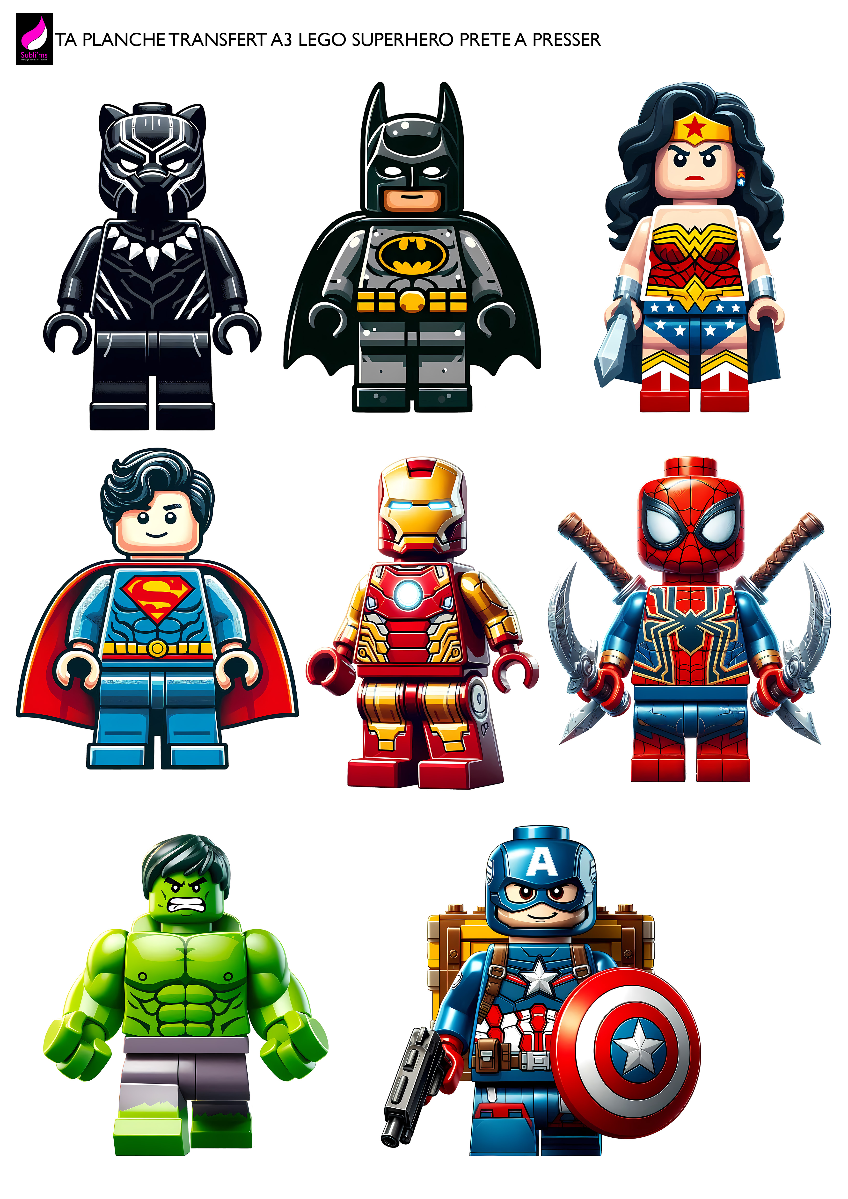 Lego super hero planche dtf a3 pret ea presser