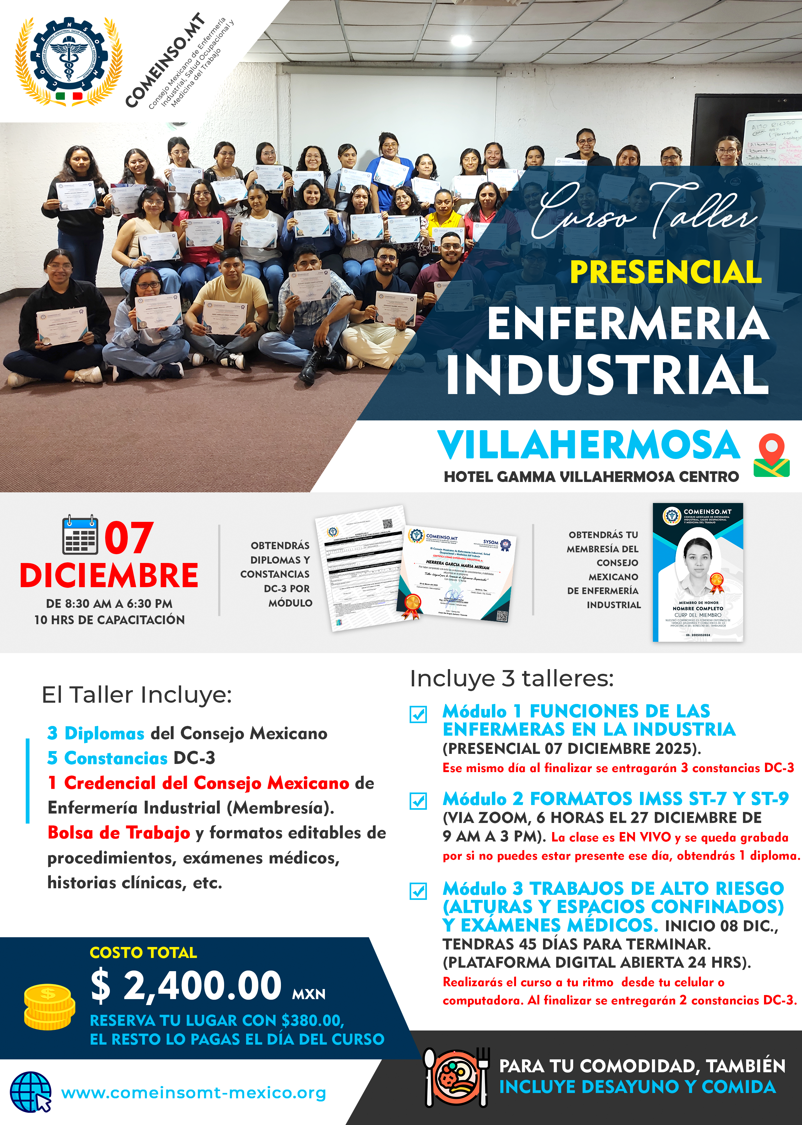 Informes nuevos curso enfermera industrial villahermosa 07 diciembre 2025