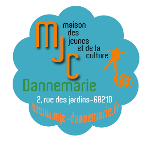 Logo bleu et orange de la MJC (maison des jeunes et de la clulture) de Dannemarie