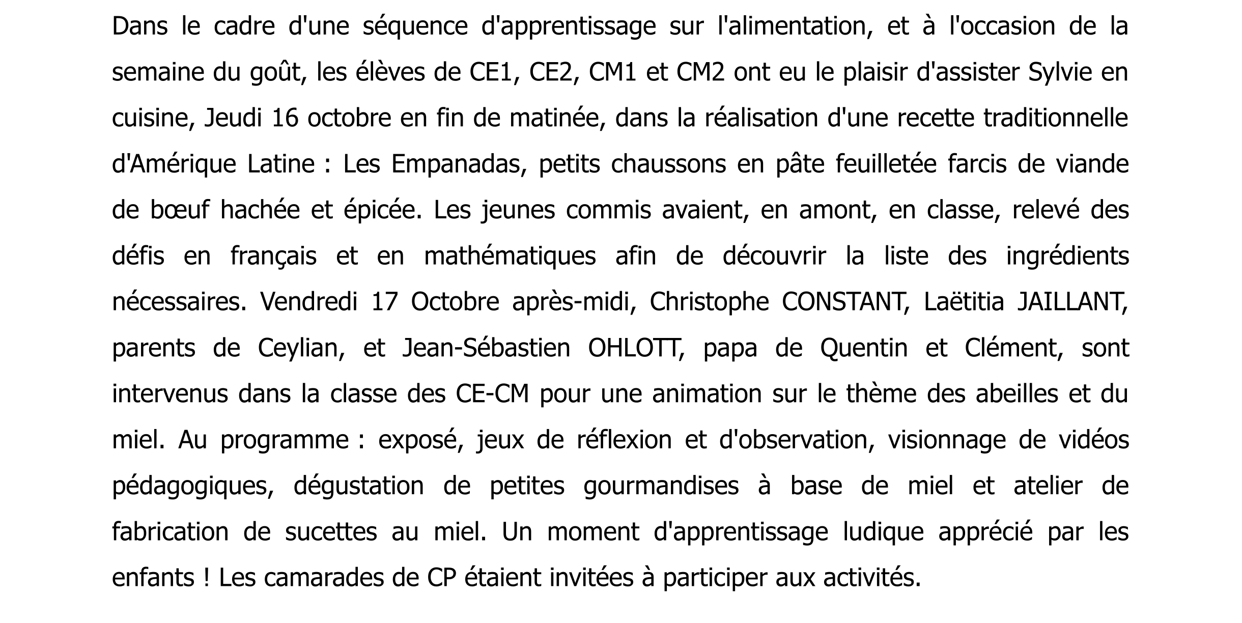 Article-Semaine-du-gout-Classe-CE-CM