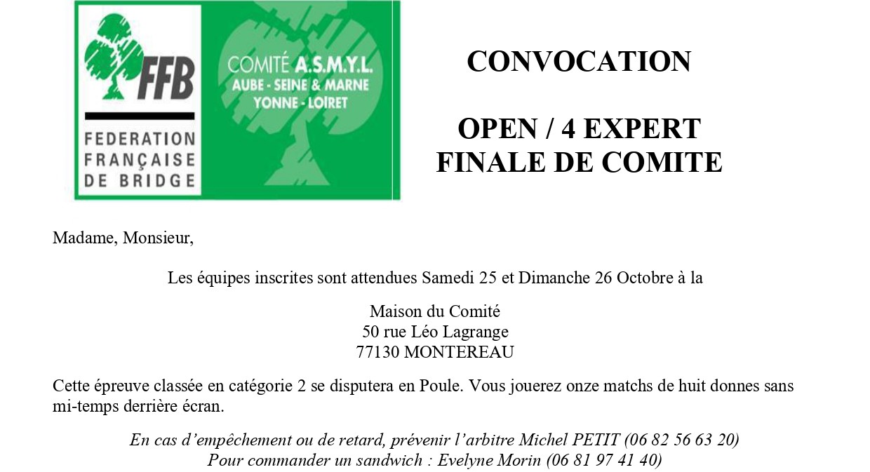 CONVOCATION OPEN/4 EXPERT 