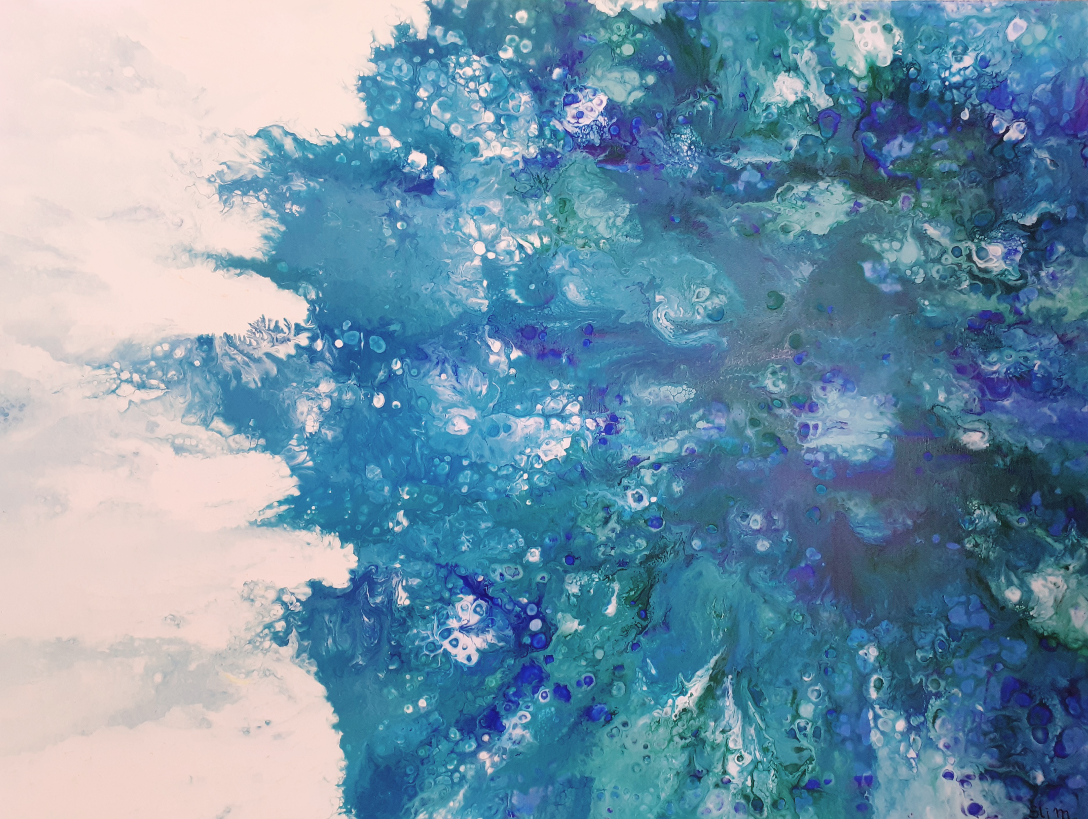 Ocean, 90 x 120, Acrylique fluide sur toile