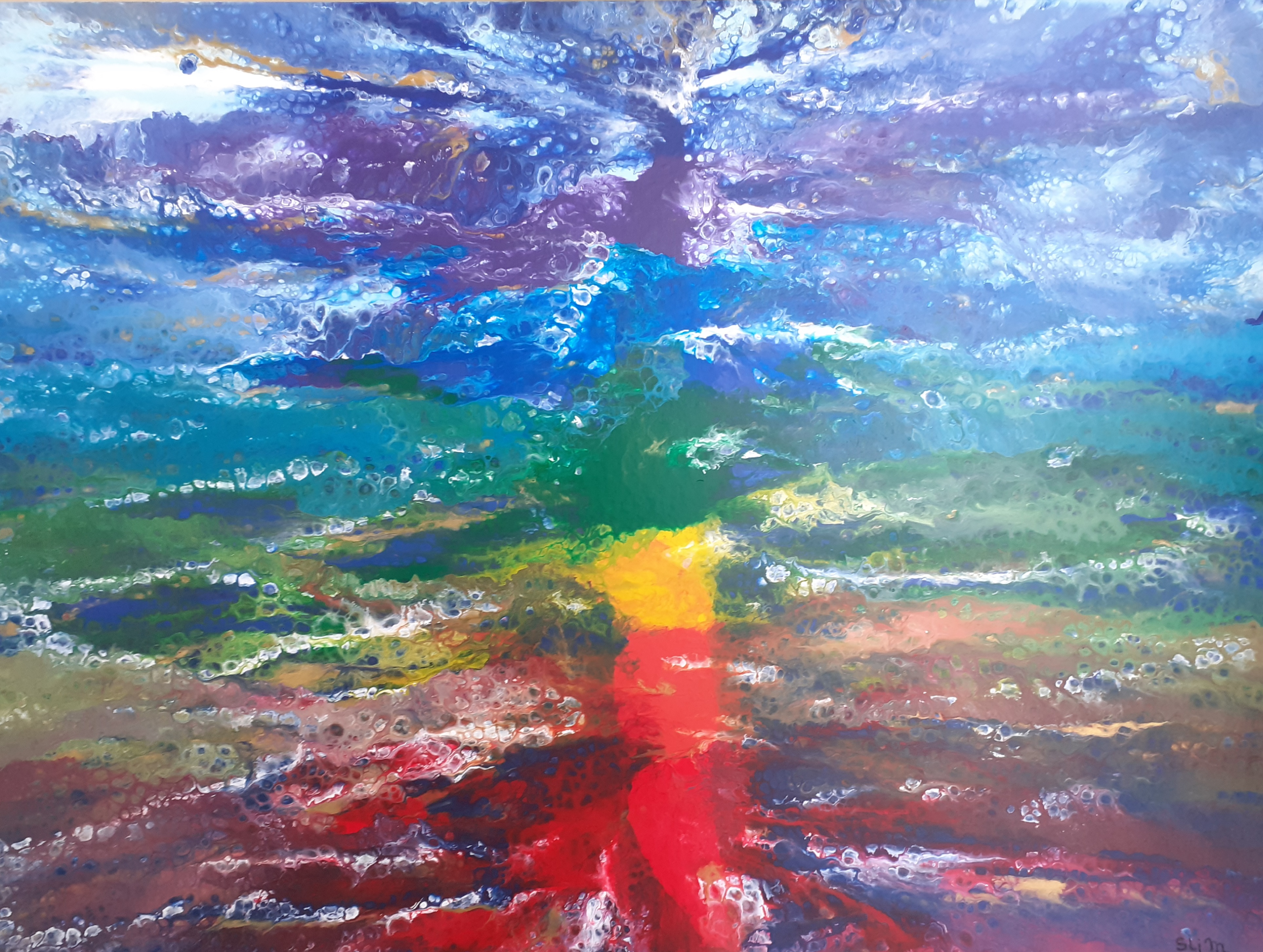 Le Chevalier, 90 x 120, Acrylique fluide sur toile
Je vais refaire une photo, trop de brillance  !