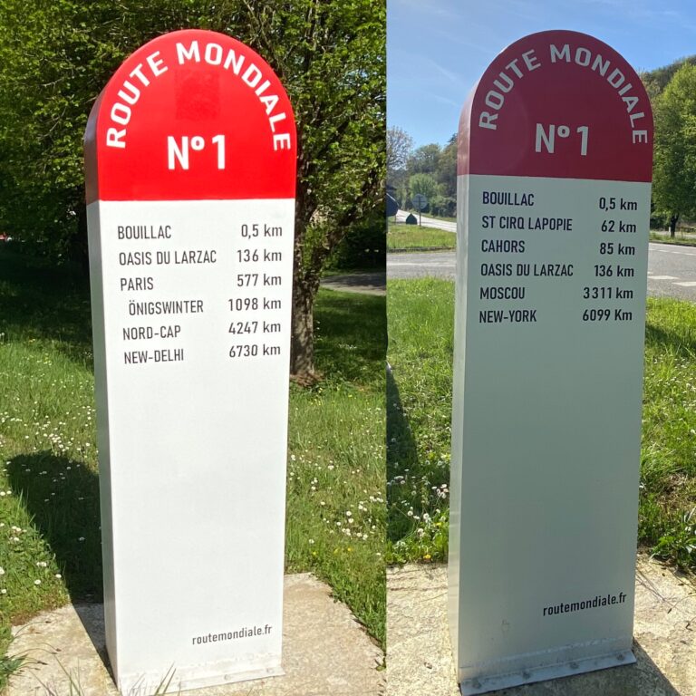 Monsieur le Maire,
Nous avons l'honneur de vous contacter au sujet de la borne de la Route Sans Frontières située sur votre commune. Nous tenons à vous faire savoir que l’association Route Mondiale a entrepris de référencer toutes les bornes de la route mondiale, sur son site routemondiale.fr, vitrine des citoyens du monde
Cette association a pour mission de développer la Route Sans Frontières, un projet ambitieux qui met en valeur les villes ou villages concernés. Nous avons créé une page web pour chaque borne du Lot (dont celle de Saint-Cirq-Lapopie), de l’Aveyron, et du reste du monde avec l’accord de "Cahors Mundi". 
Dans le but d’enrichir notre nouvelle plateforme web, nous souhaitons y intégrer des informations précises et vérifiées, par commune. À cet égard, nous vous serions reconnaissants de bien vouloir nous fournir les éléments suivants :

- 	La date d'implantation de la borne.
- 	La date de son inauguration.
- 	Des détails concernant l’histoire de cette borne, tels que des travaux de réfection ou des changements de son emplacement d'origine.
