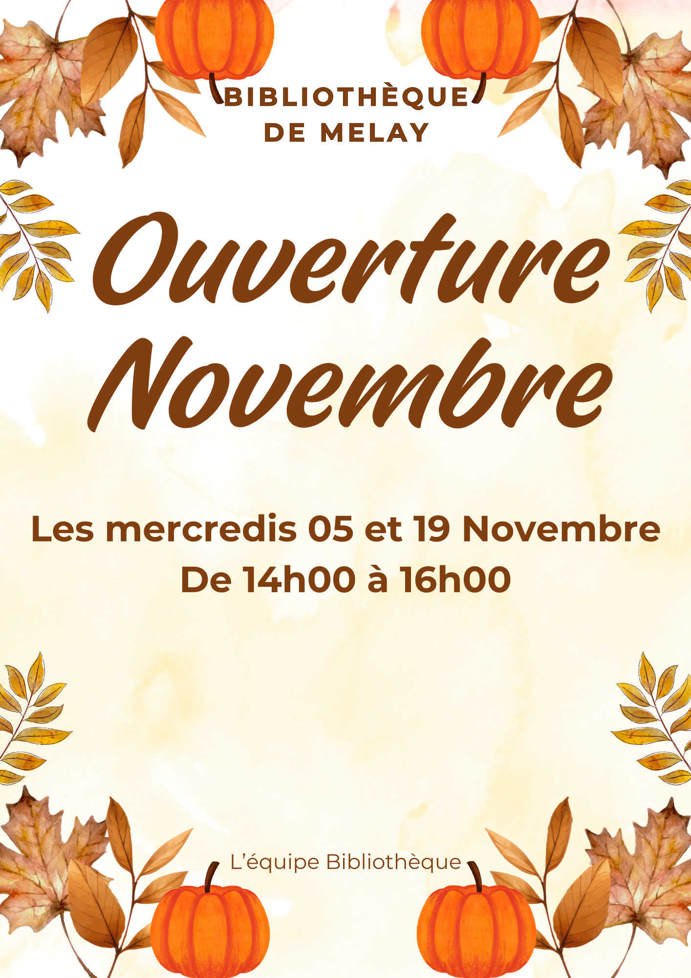 Attention, pour le mois de Septembre la bibliothèque sera ouverte le 2eme et 4eme mercredi!