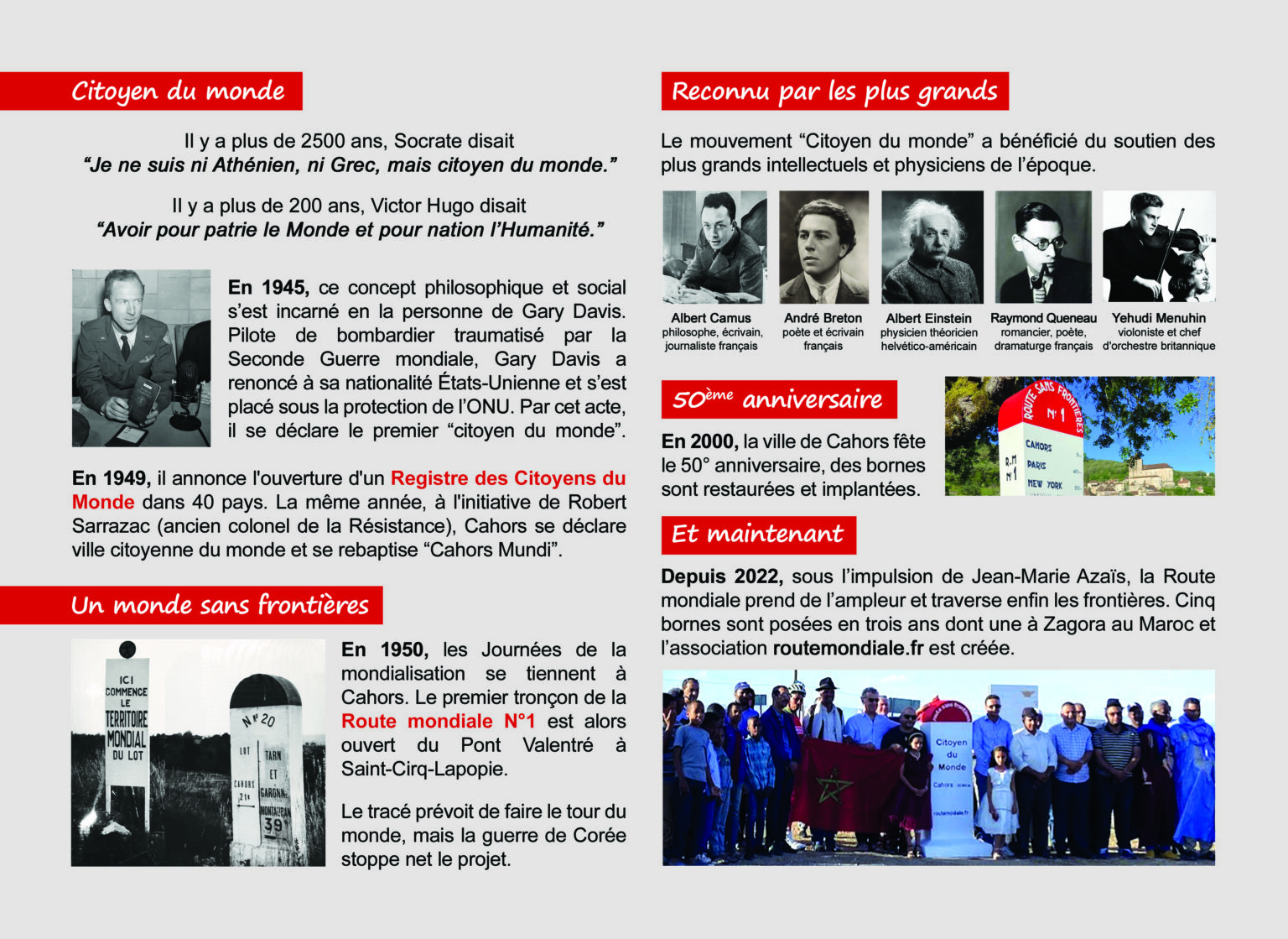 L'année 2025 s'annonce comme une période charnière, avec la volonté de poser une borne symbolique représentant notre engagement envers l'humanité. Les résultats de nos initiatives sont prometteurs, notamment le jumelage entre l'Oasis du Larzac et l'Oasis de Zagora prévu pour le 28 et 29 novembre. Ce projet inclut les enfants, les rendant acteurs de notre dynamique mondiale pour éveiller leur conscience citoyenne. En parallèle, notre collaboration avec le mouvement « Onehome » vise à unifier l'humanité autour de valeurs universelles liées à notre Terre. Ces initiatives représentent des leviers de transformation, tissant des liens intergénérationnels et soulignant notre responsabilité collective. routemondiale.fr continue d'organiser des conférences pour promouvoir l'engagement des citoyens du monde, préparant ainsi un avenir meilleur pour nos enfants. Ensemble, œuvrons pour un monde où chaque action compte, ancrée dans la solidarité et le partage.