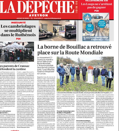 la presse partenaire 
Bonjour citoyenne, bonjour citoyen,
Nous avons le plaisir de partager avec vous les dernières nouvelles de notre mouvement. Au cours
des quatre derniers mois, nous avons accueilli 20 nouveaux citoyens dans notre communauté ! Pour
continuer à faire croître ce mouvement collectif, je compte sur vous pour transmettre nos valeurs à
vos proches. N’oubliez pas que le bulletin d’inscription est disponible en téléchargement sur notre
nouveau site : [routemondiale.fr](http://routemondiale.fr).
Le vendredi 25 avril, une lettre a été envoyée en vélo solaire depuis L’Hospitalet, portée par deux de
nos citoyens engagés dans le cadre du Suntrip 2025 : Bernard Cauquil et François Medalle.
Mohamed Bannour attend avec impatience le vélo messager de la « vélo-postale ». N’hésitez pas à
visionner la vidéo qui illustre le jumelage entre la Borne de l’Oasis du Larzac et Zagora.