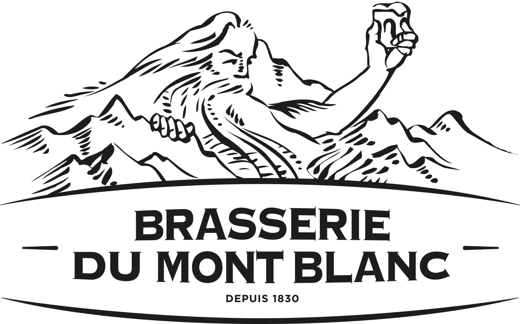 Logo brasserie mont blanc dieu au trait noir 1 