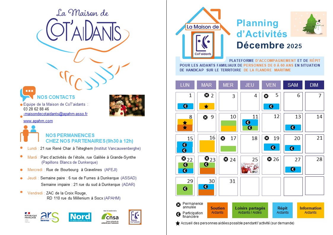 Co aidant plannin decembre