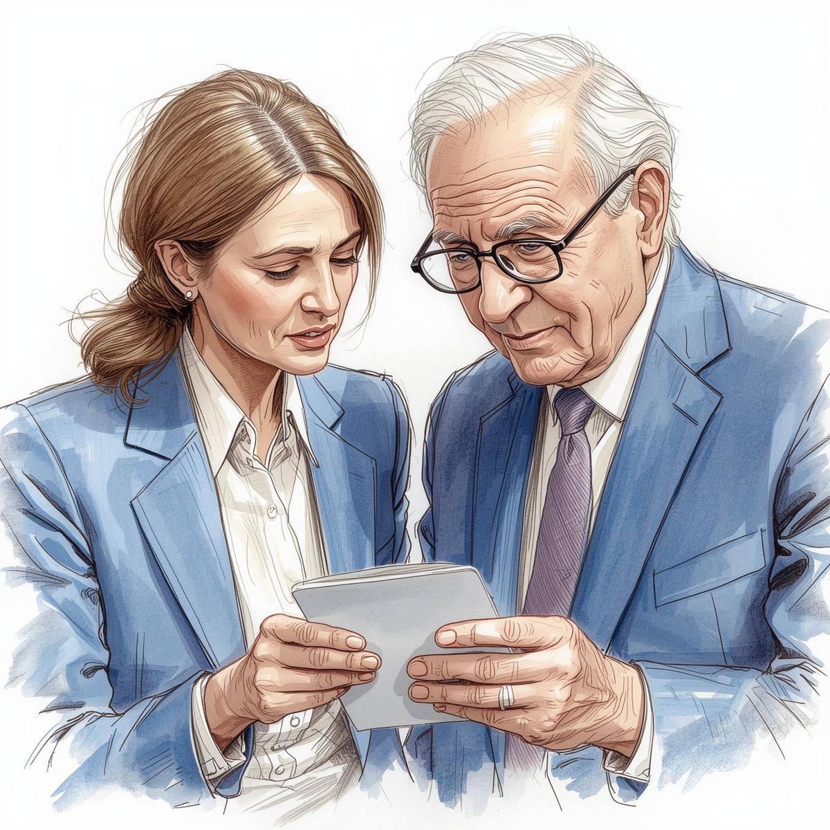 Une-ecrivaine-et-un-vieux-ecrivain-en-habits-bleus-s-echangent-un-mail