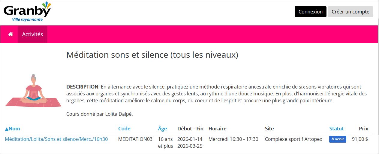 Méditation Sons et silence Granby Hiver 2026 Six sons Liu Zi Jue sur fond musical et silence