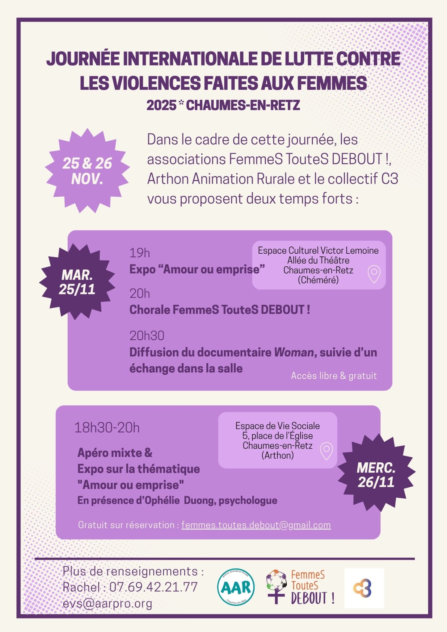 Affiche journee internationale de lutte contre les violences faites aux femmes