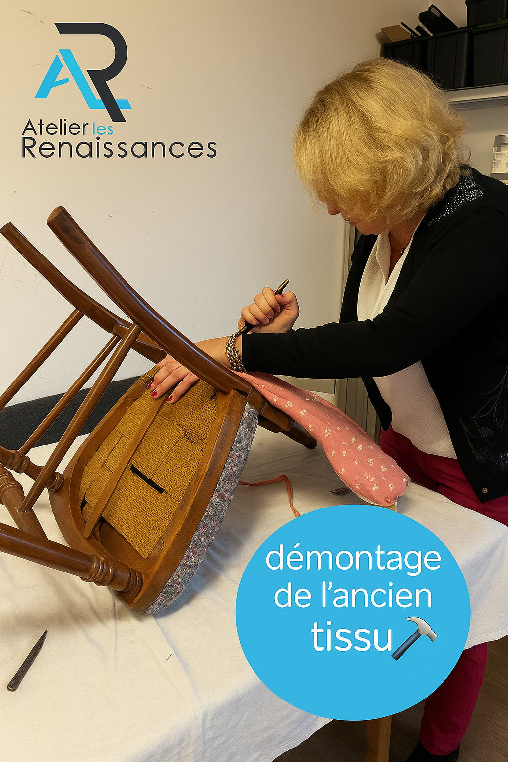 Atelier les renaissances tapissier decorateur saint medard en jalles stage tapisserie formation tapisserie relooking meuble tapissier lacanau couture rideau