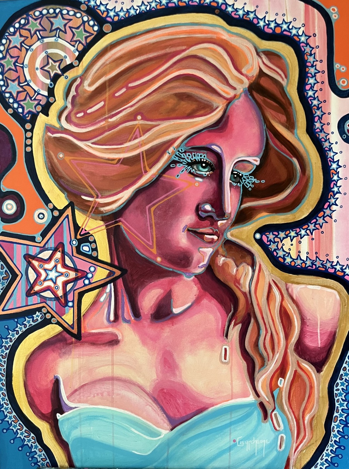 Dame-etoilee-acrylique-40x30-jpg-copie-2