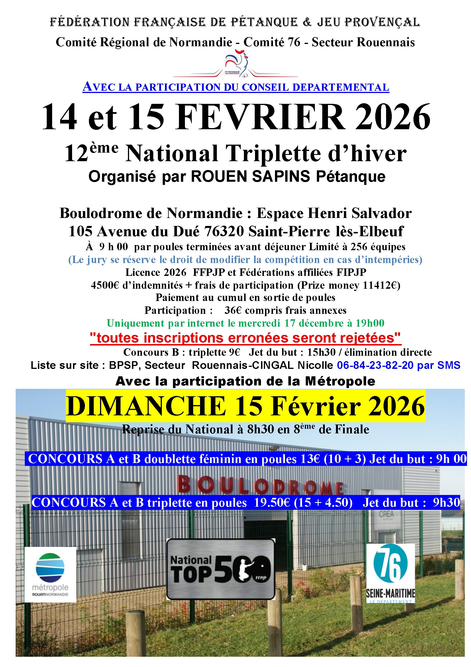 Affiche 12eme nat ional triplette rouen 2026 conv 1