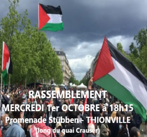 Des drapeaux pour la Palestine le 23 septembre à Thionville !