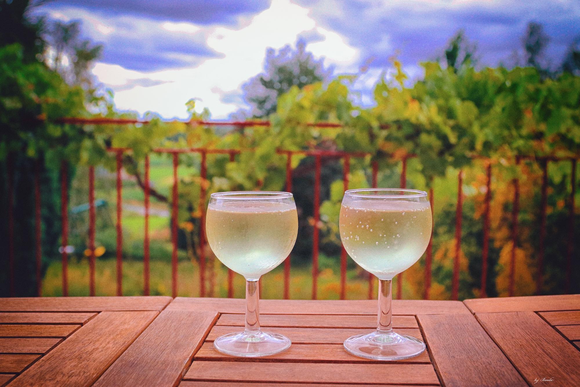Terrasse coquelicots tchin tchin