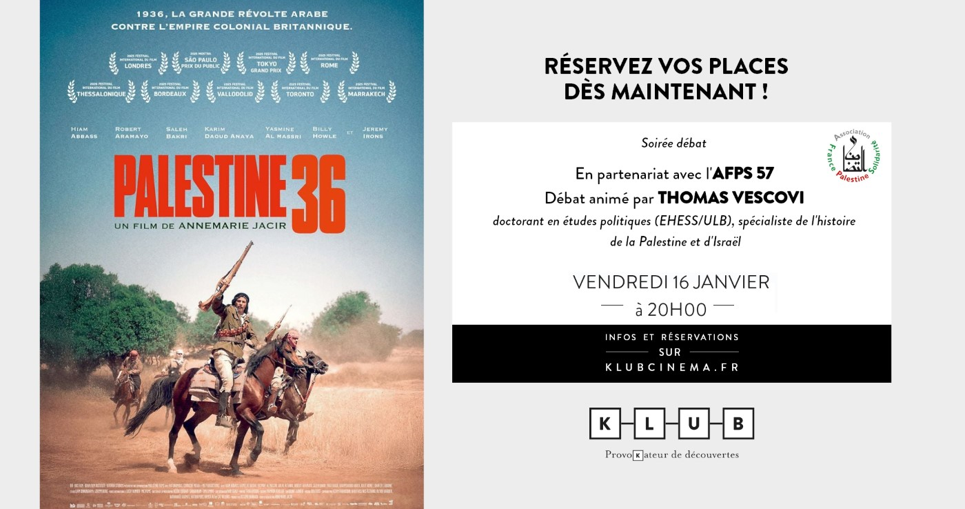 Soirée ciné-débat: "PALESTINE 36"