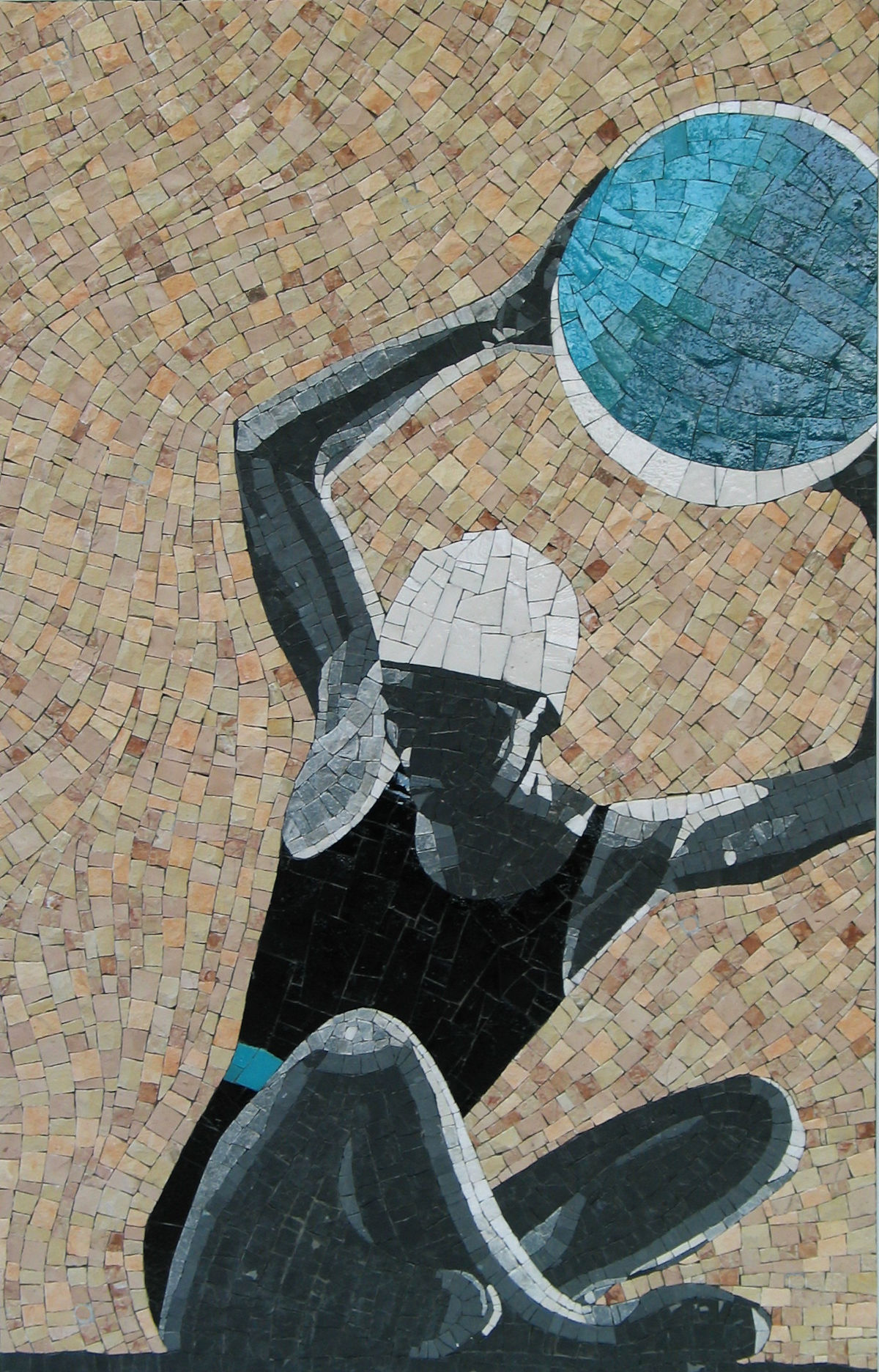 Nageuse-ballon-mosaique-rose-ora