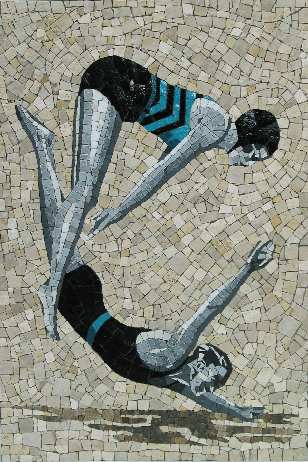 portrait couple plongeurs mosaique, Ora Mosaiques