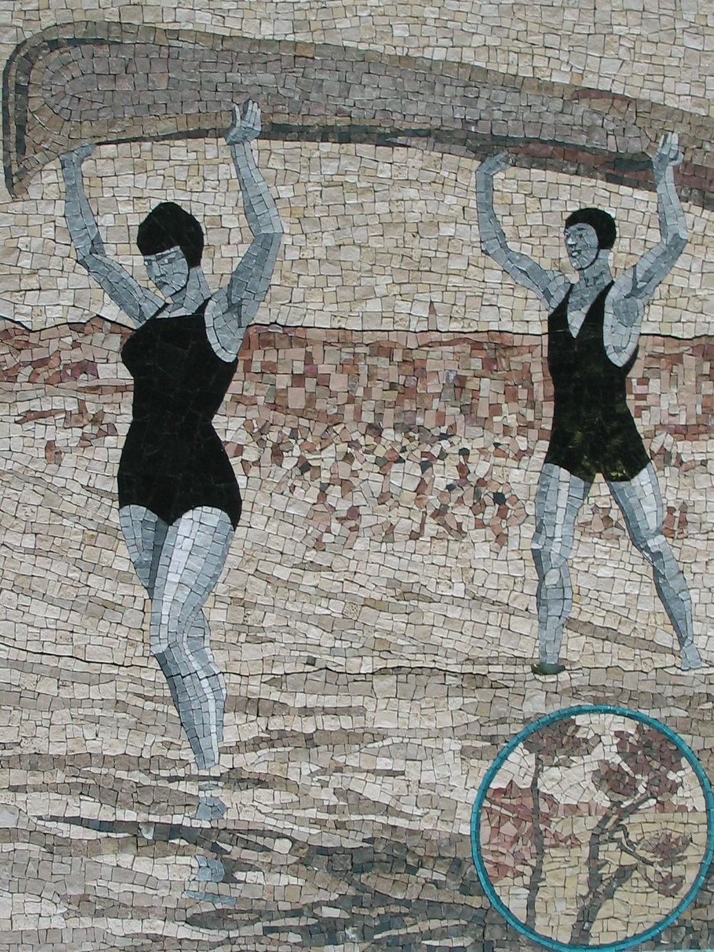 Nageurs-canoe-mosaique-beige-ora