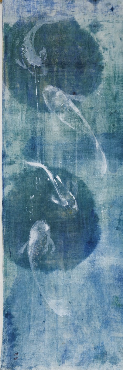 peinture à l'huile sur chanvre ancien, collection Koï, Laurence Bernard