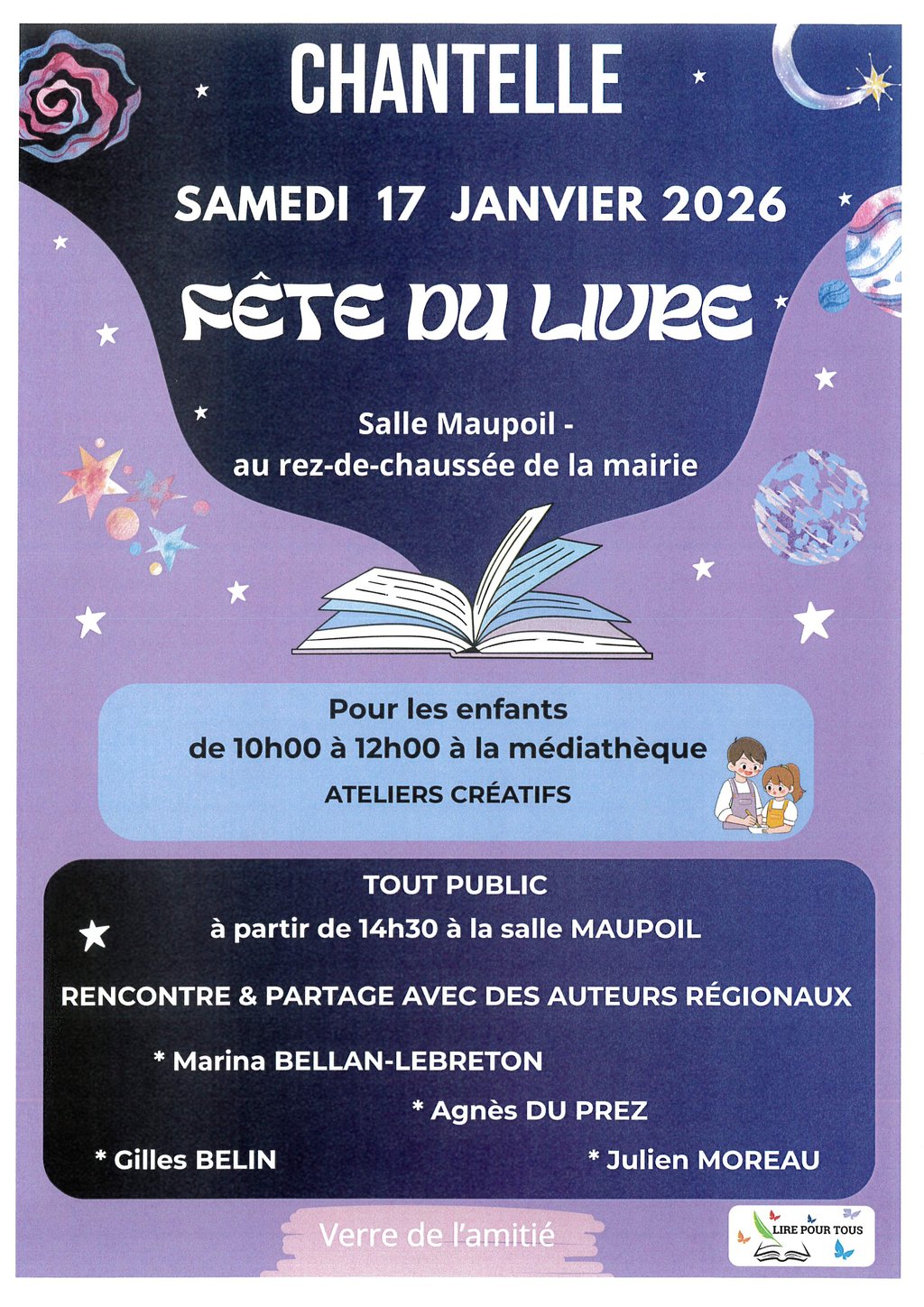 Fête du livre organisée par Lire pour Tous, le 17/01/2026 