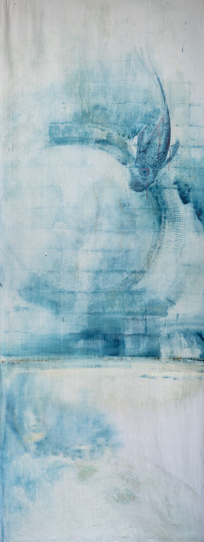 Peinture à l'huile sur lin ancien, collection Koï, Laurence Bernard