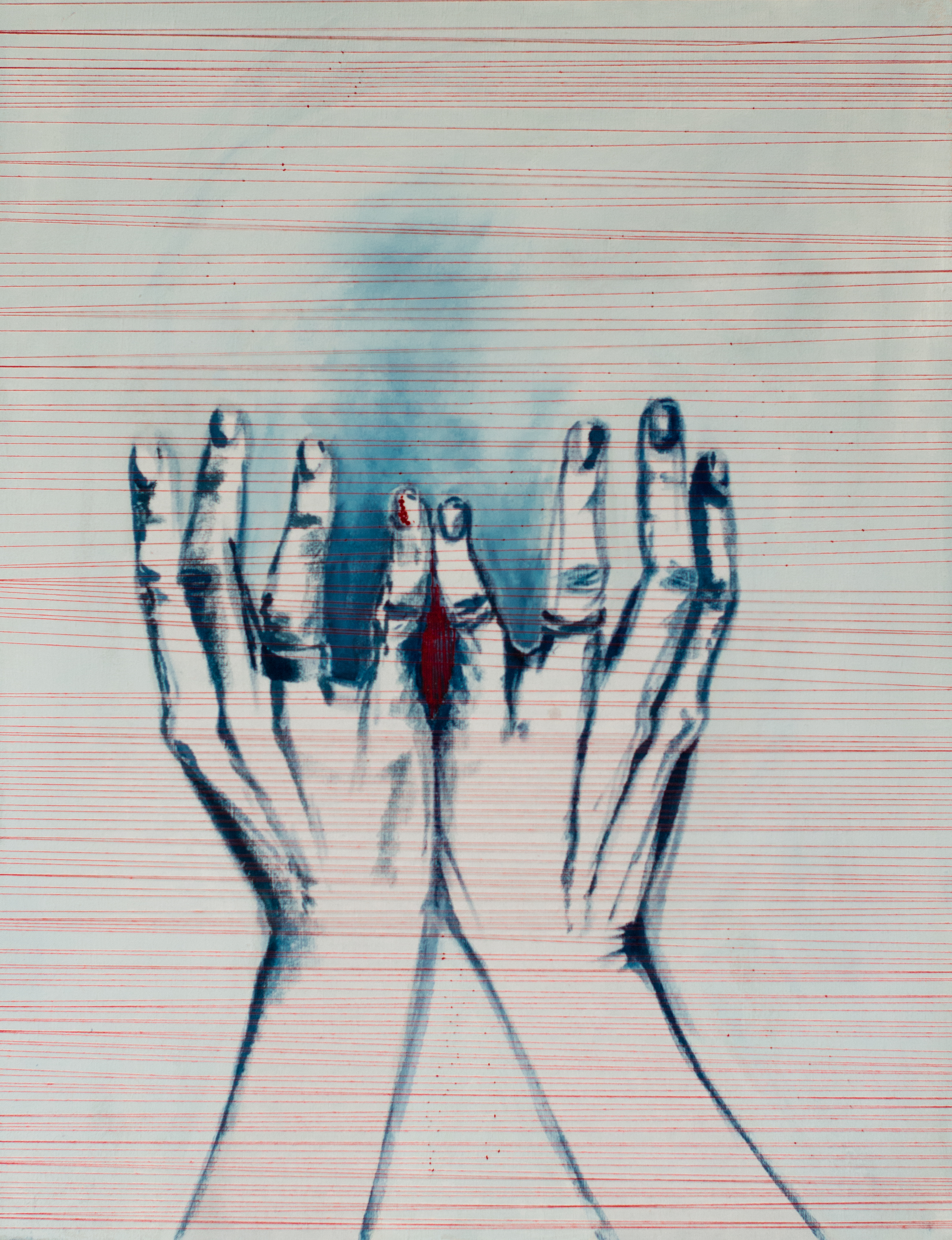 Massacres-et-barquettes-8-huile-sur-toile-et-broderie-40-x-60-cm-laurence-bernard