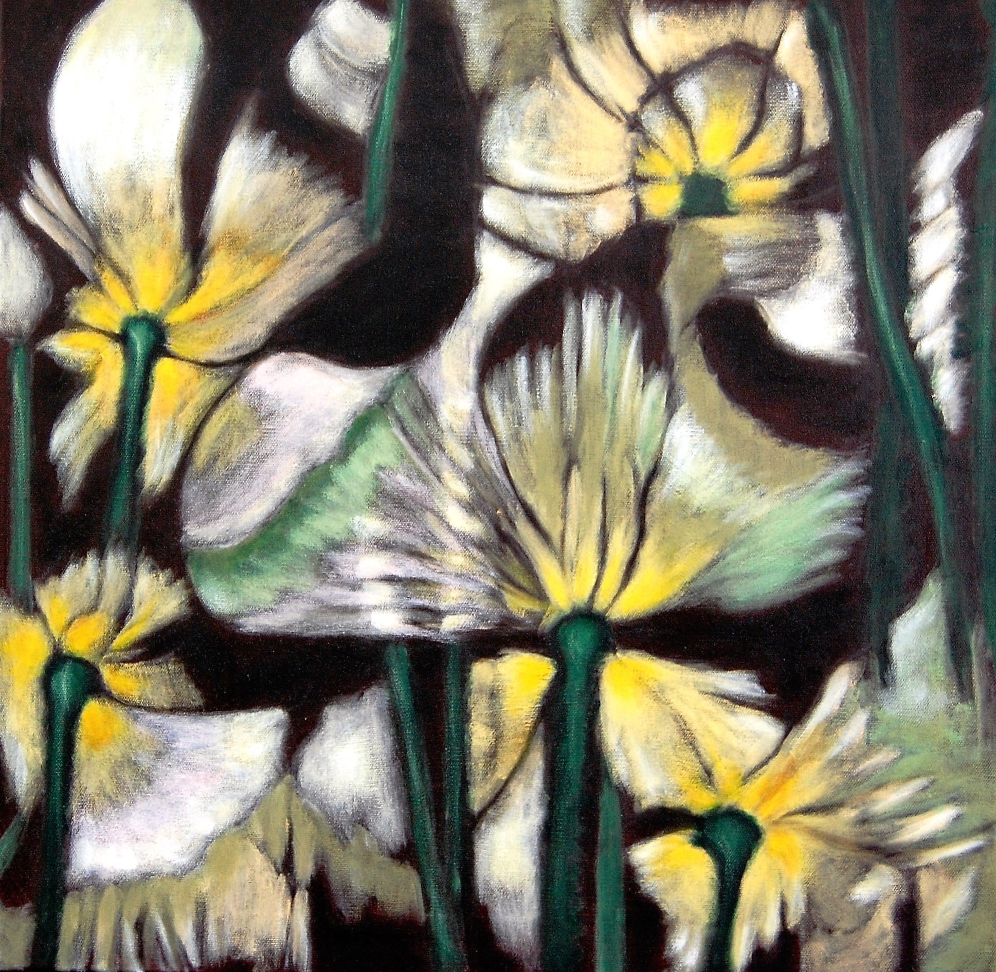 Flores-Arte-Deco-II Acrilico-s-tela 60x60-cm