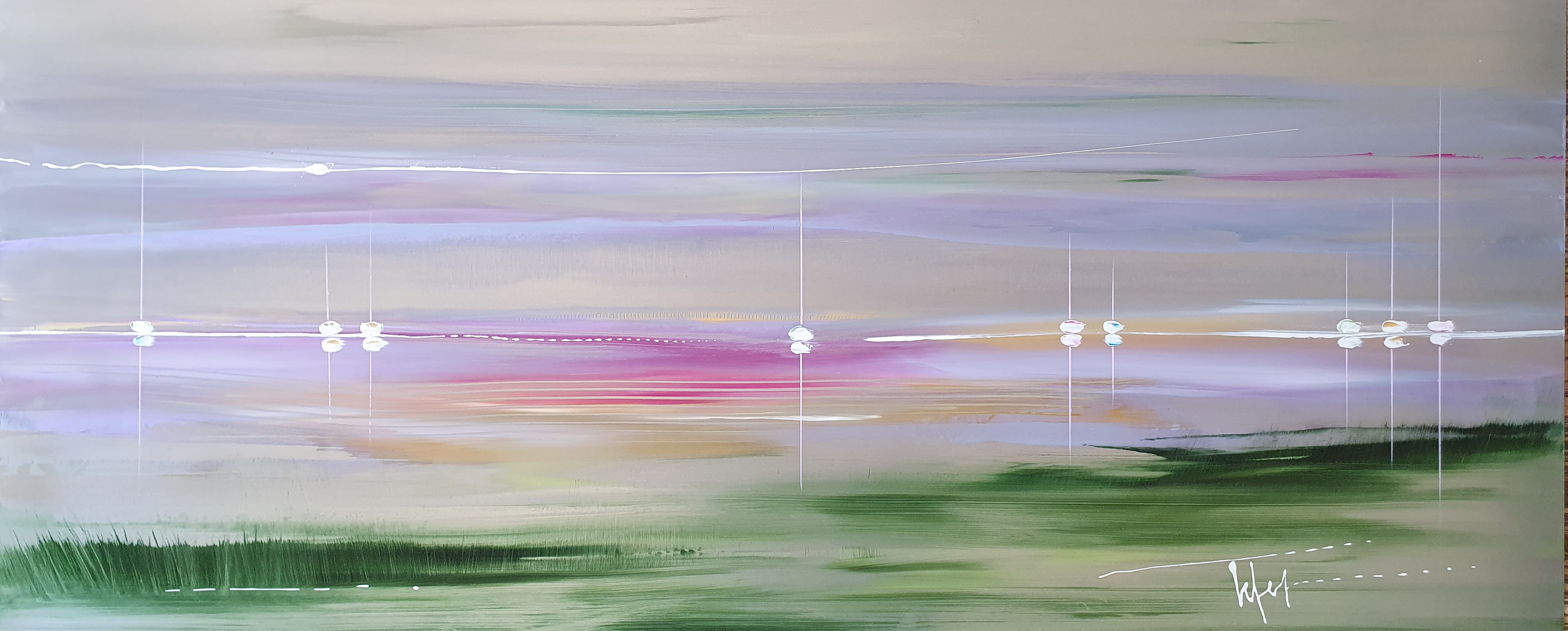 Vendu sur l horizon 2023 huile sur metal 50x120