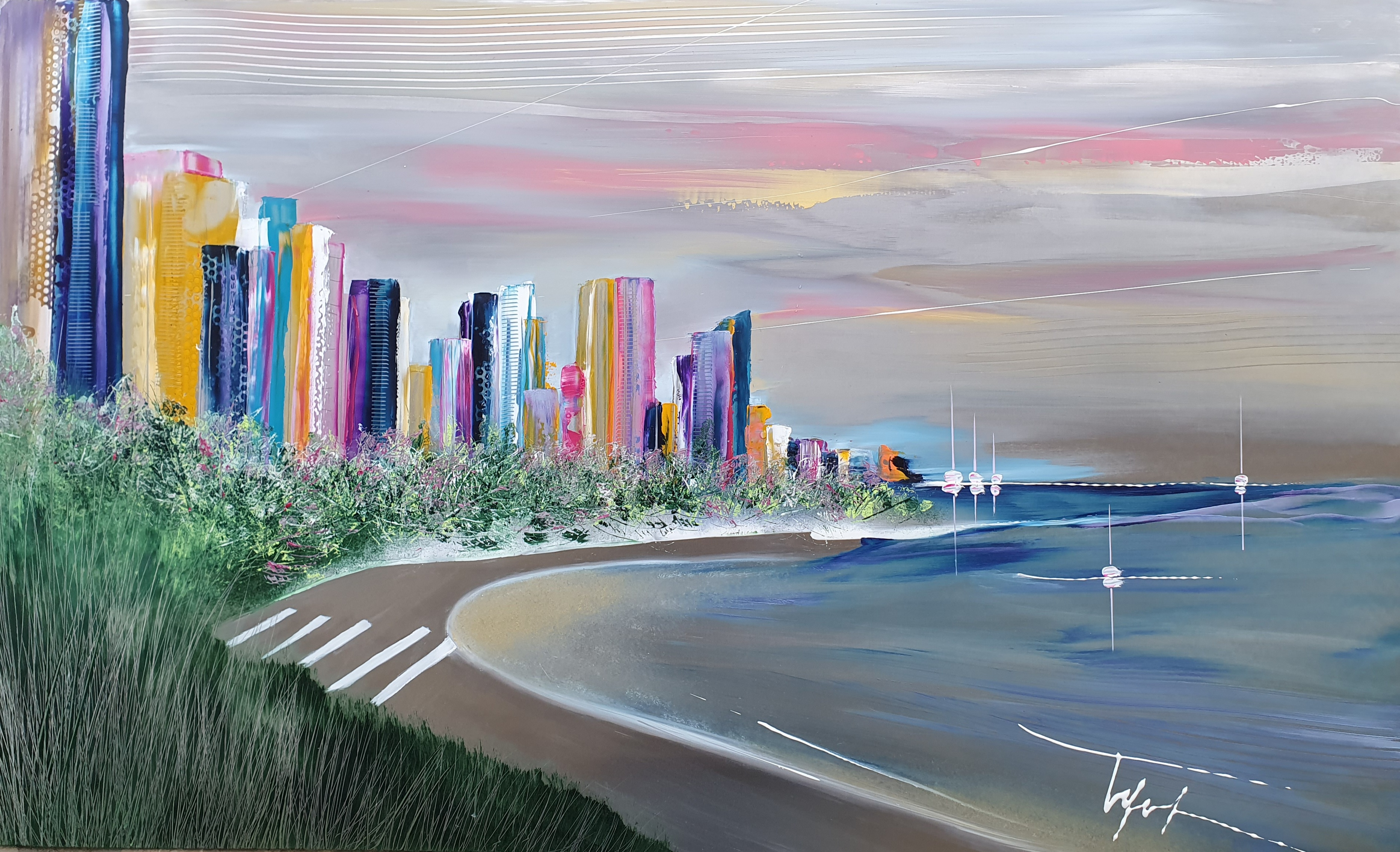 Vendu voyage 2022 huile sur metal 60x100