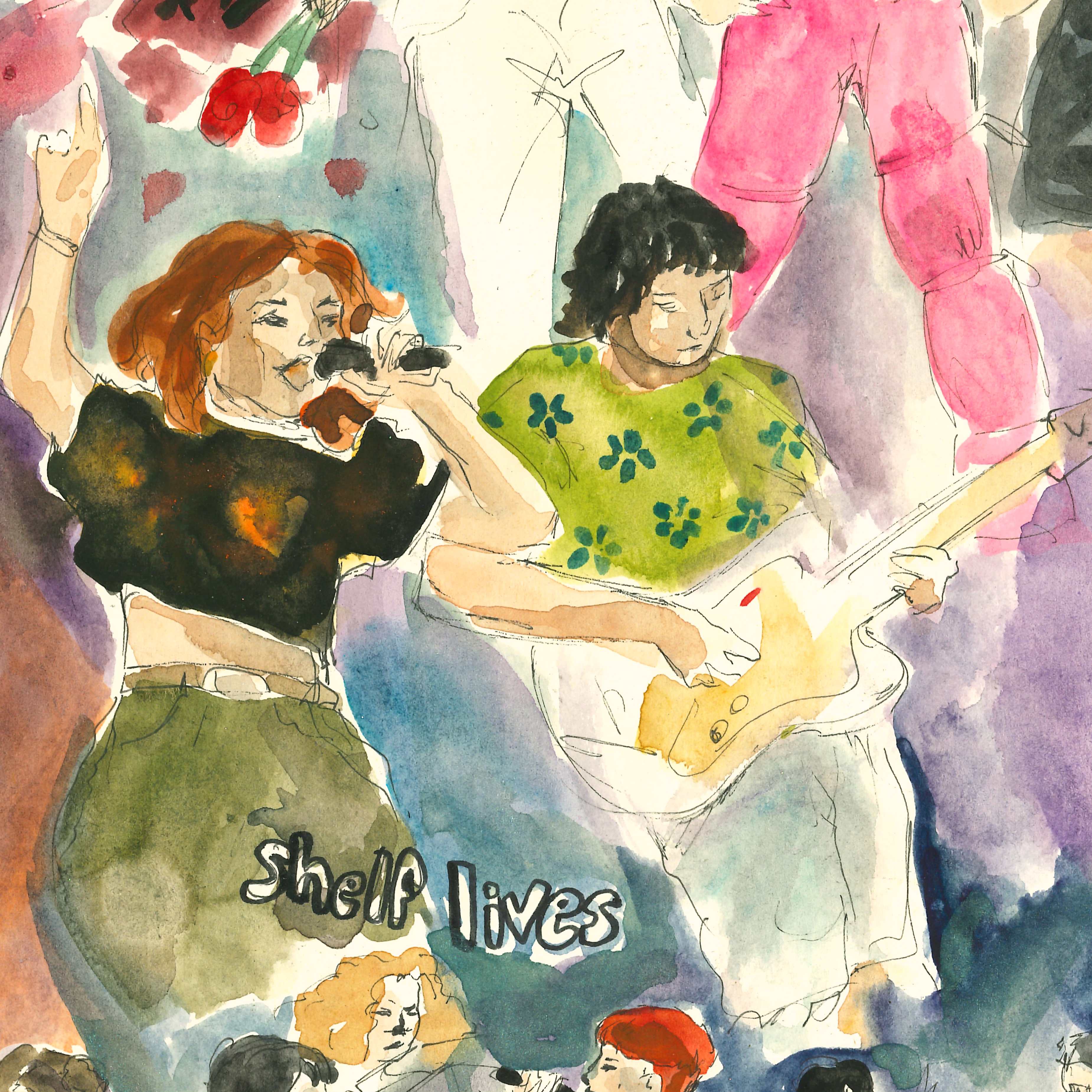 Une aquarelle de concert du groupe Shelf Lives