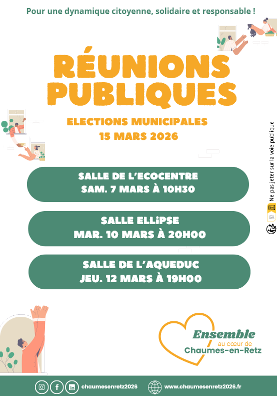Programmation de nos réunions publiques